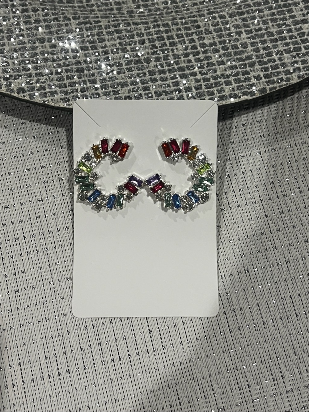 ✨ Multicolor Rhinestone Statement Hoop Earrings ✨ - Picture 4 of 4